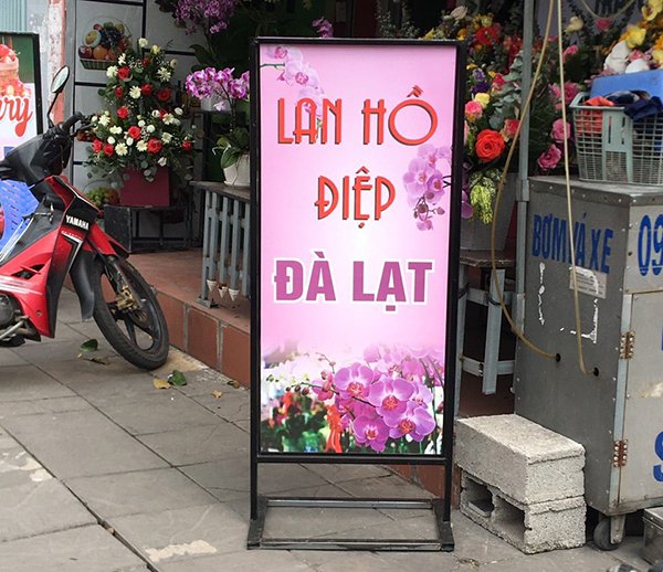 Bảng quảng cáo đứng shop hoa, thiết kế bảng quảng cáo đứng, thi công lắp đặt bảng quảng cáo đứng