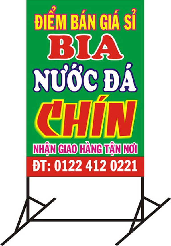 bảng hiệu đứng nước uống, thiết kế bảng quảng cáo đứng, thi công lắp đặt bảng quảng cáo đứng, bảng quảng cáo đứng alu