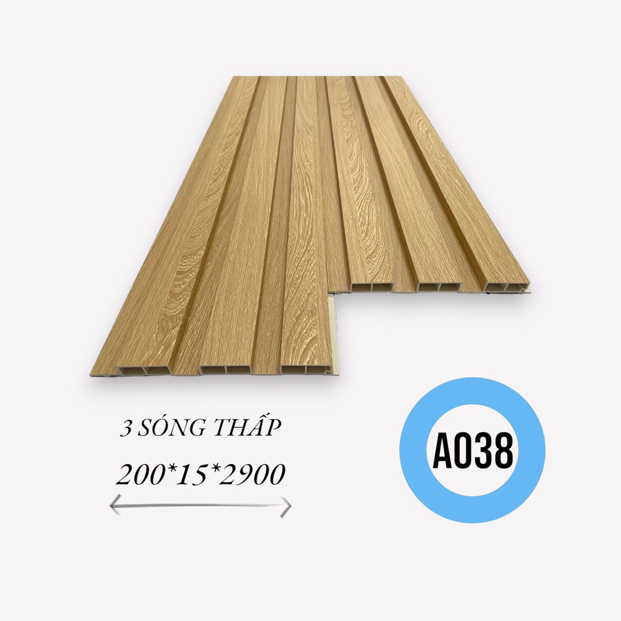lam 3 sóng thấp A038, lam sóng nhựa ốp tường, lam sóng nhựa giả gỗ