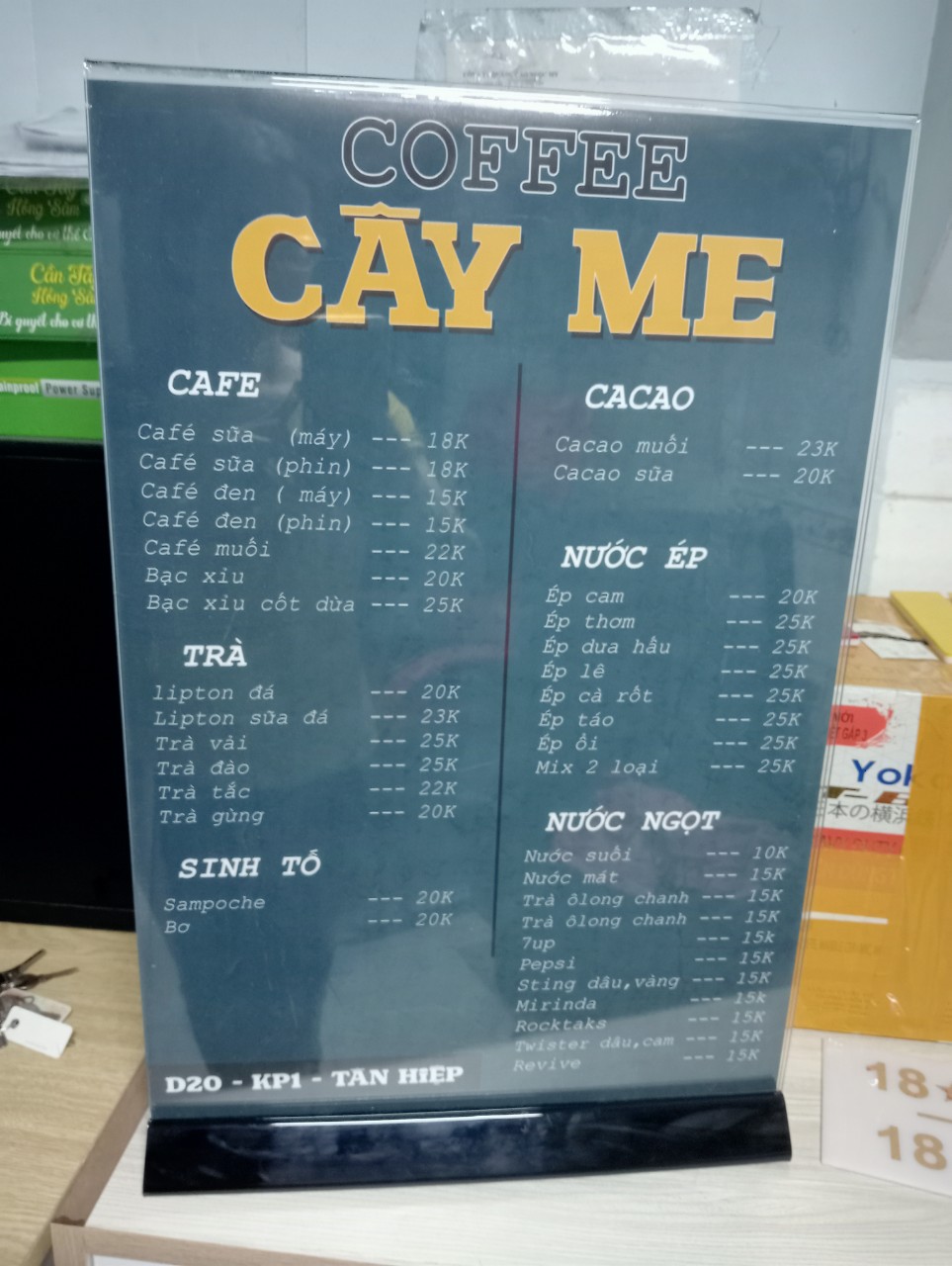 menu mica để bàn đế tam giác, menu chân đế tam giác, menu mica để bàn, menu mica theo yêu cầu