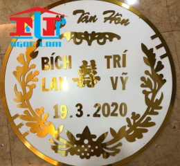 Bảng chữ hỷ, bảng treo lễ cưới, bảng tân hôn, bảng vu quy, bảng tên cô dâu chú rể, bảng sinh nhật bằng alu, cắt theo yêu cầu