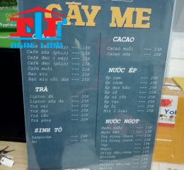 menu mica để bàn đế tam giác